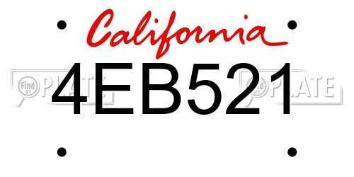 4EB521 California License Plate