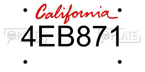 4EB871 California License Plate
