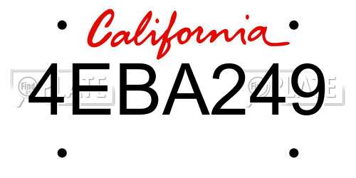 4EBA249 California License Plate