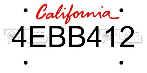 4EBB412 California License Plate