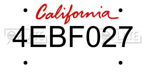 4EBF027 California License Plate