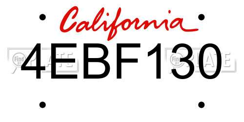 4EBF130 California License Plate
