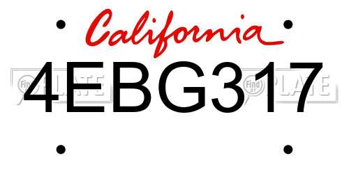 4EBG317 California License Plate