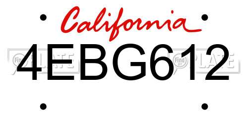 4EBG612 California License Plate