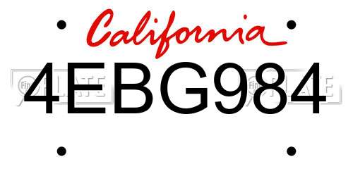 4EBG984 California License Plate