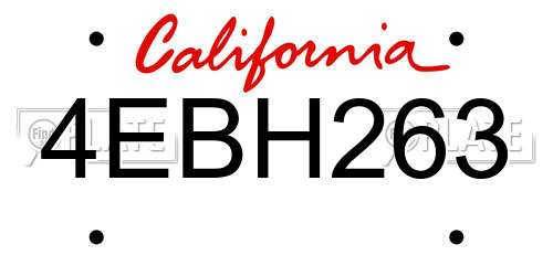 4EBH263 California License Plate