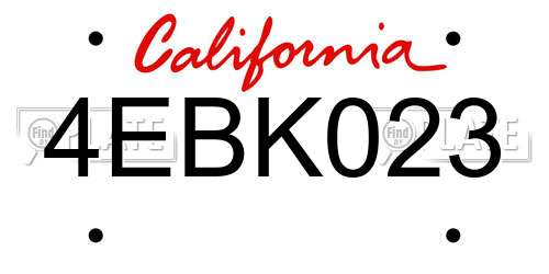 4EBK023 California License Plate