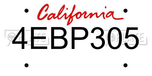 4EBP305 California License Plate