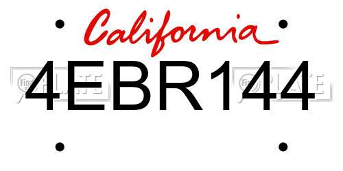 4EBR144 California License Plate