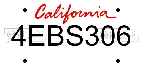 4EBS306 California License Plate