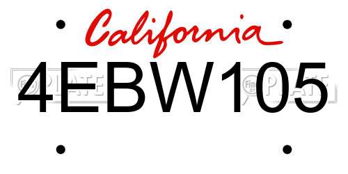 4EBW105 California License Plate