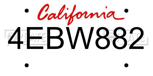 4EBW882 California License Plate