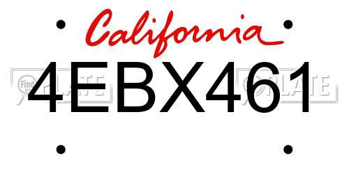 4EBX461 California License Plate