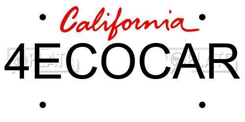 4ECOCAR California License Plate