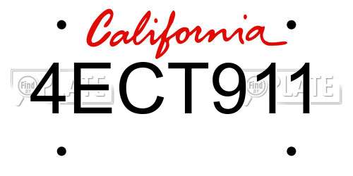 4ECT911 California License Plate