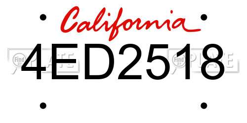 4ED2518 California License Plate