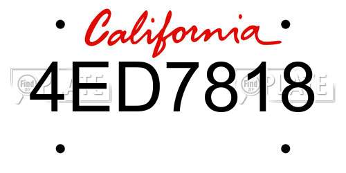 4ED7818 California License Plate
