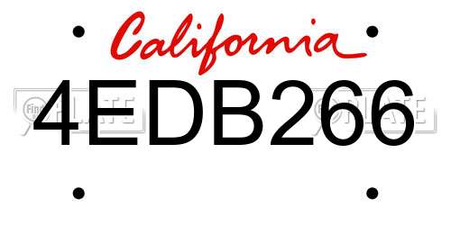 4EDB266 California License Plate