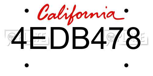 4EDB478 California License Plate