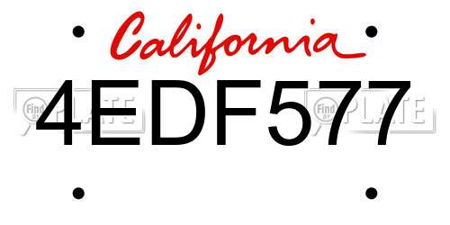 4EDF577 California License Plate