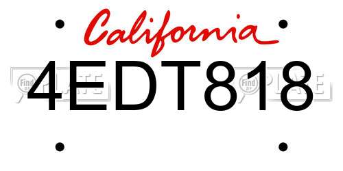 4EDT818 California License Plate