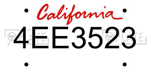 4EE3523 California License Plate