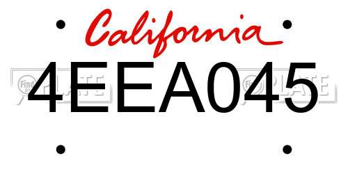 4EEA045 California License Plate
