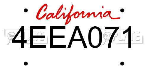 4EEA071 California License Plate