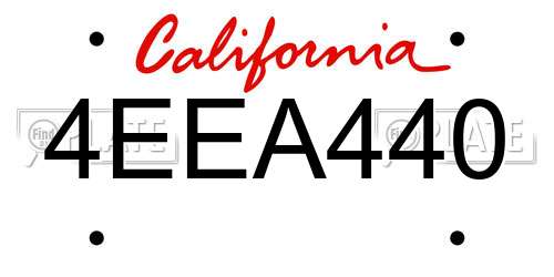 4EEA440 California License Plate