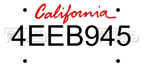 4EEB945 California License Plate