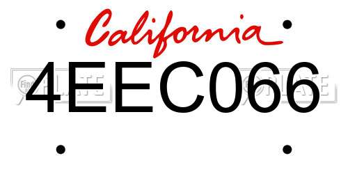 4EEC066 California License Plate