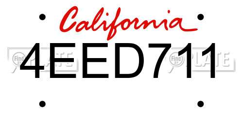 4EED711 California License Plate