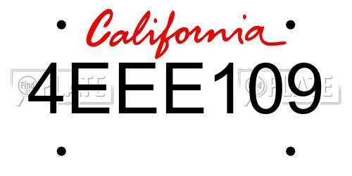4EEE109 California License Plate