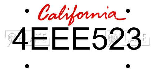 4EEE523 California License Plate