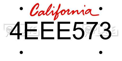 4EEE573 California License Plate
