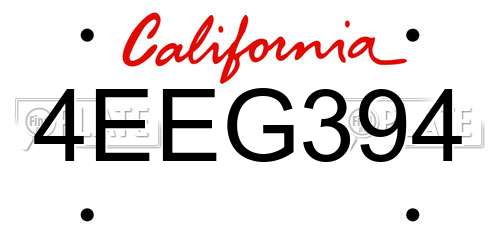 4EEG394 California License Plate