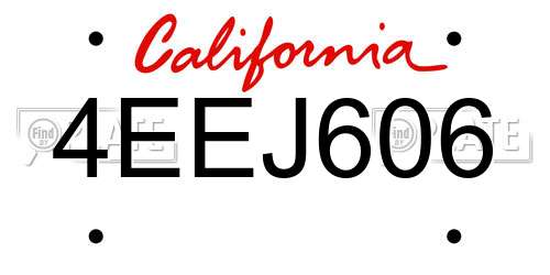 4EEJ606 California License Plate