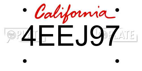 4EEJ97 California License Plate