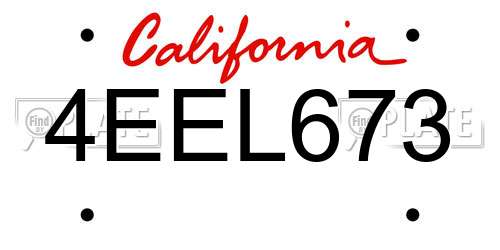 4EEL673 California License Plate