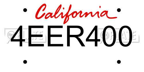 4EER400 California License Plate
