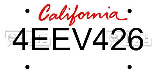 4EEV426 California License Plate