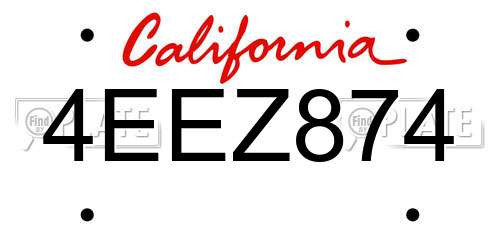 4EEZ874 California License Plate