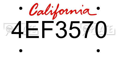4EF3570 California License Plate
