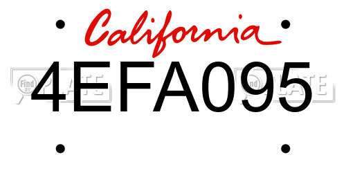 4EFA095 California License Plate