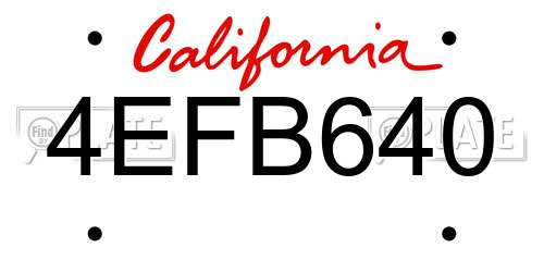 4EFB640 California License Plate