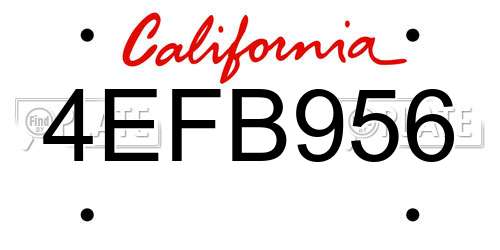 4EFB956 California License Plate