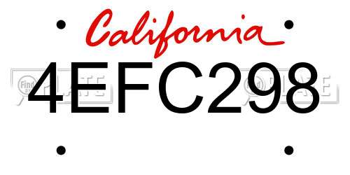 4EFC298 California License Plate