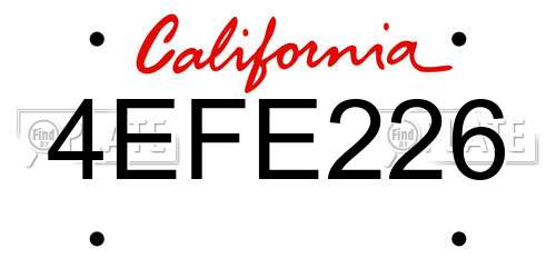 4EFE226 California License Plate