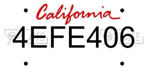 4EFE406 California License Plate