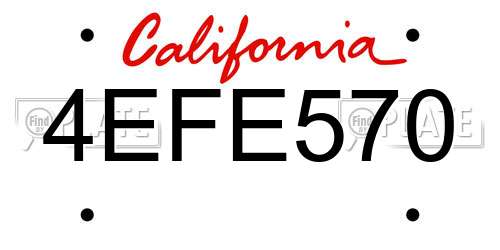 4EFE570 California License Plate